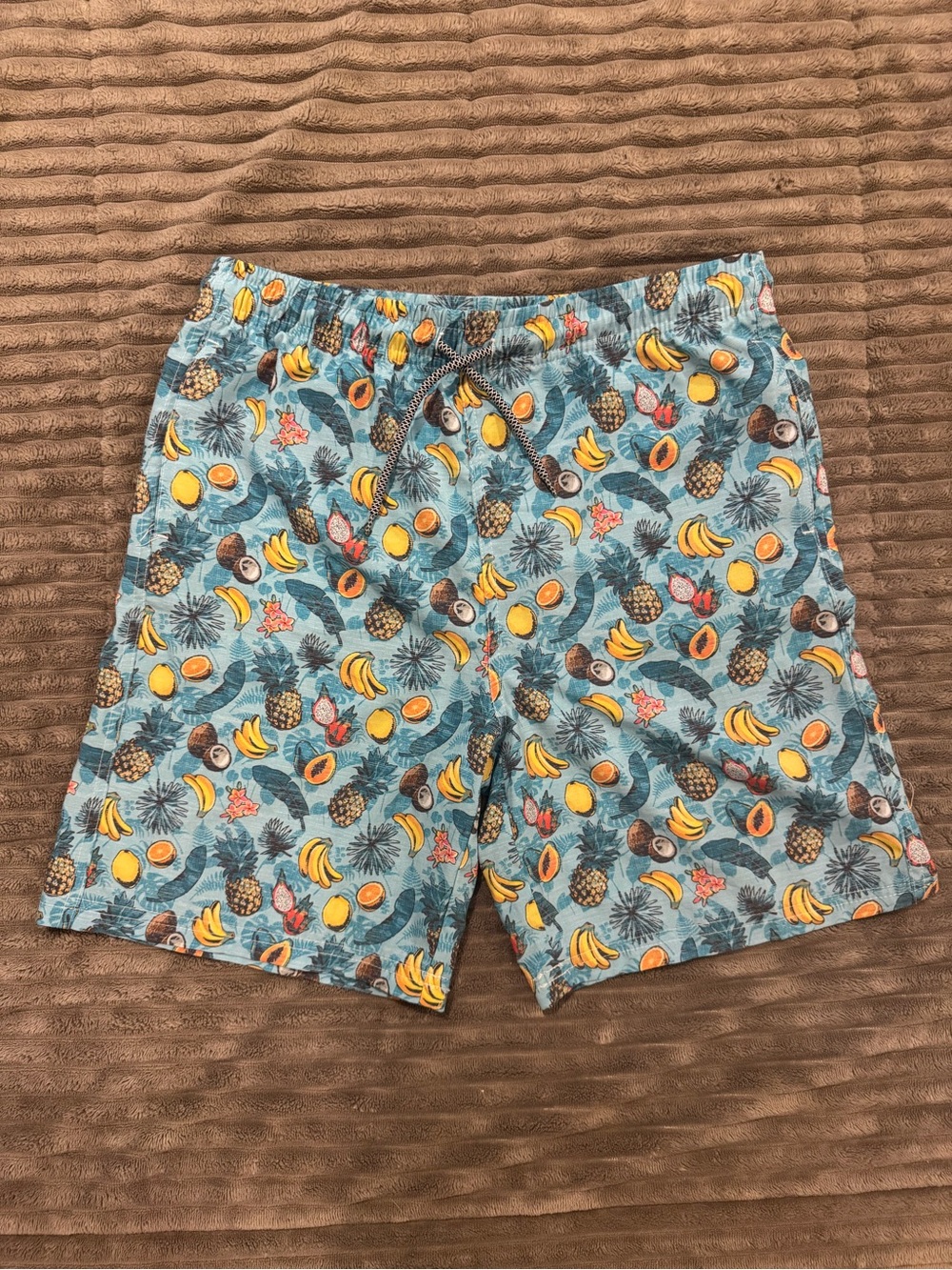 Boy's Tropical Fruit Print Swim Shorts - Size 14-16